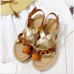 . Shoes - Strappy leopard metallic sandals . Shoes - Strappy leopard metallic sandals